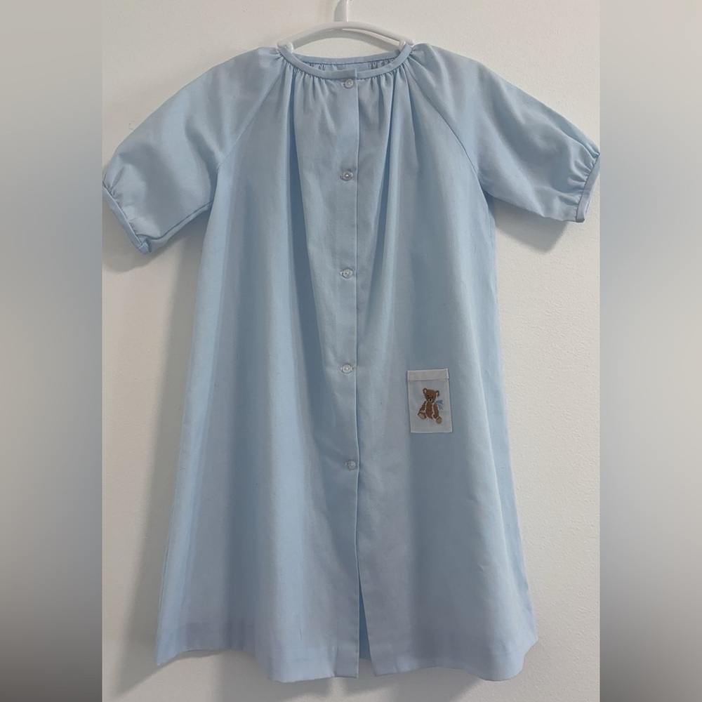 Light Blue Kids Pajamas with Teddy Bear Patch